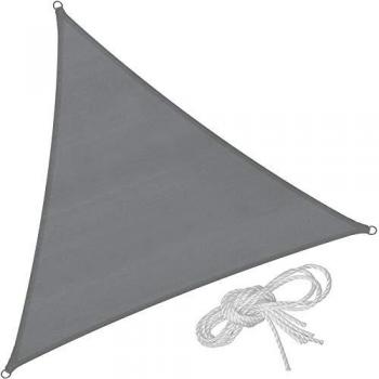 Toldo Vela Triangular de Polietileno Gris con Protección UV 50+, Transpirable y Anillas de Acero Inoxidable - 400 x 400 x 400 cm