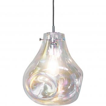 Lámpara Colgante de Cristal Teñido Petróleo con Placa Efecto Cromado, 1 Luz Regulable, IP20, E27
