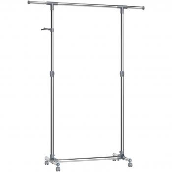 Porte-vêtements móvil ajustable en altura y longitud con ruedas - Gris - 150 x 44 x 165 cm
