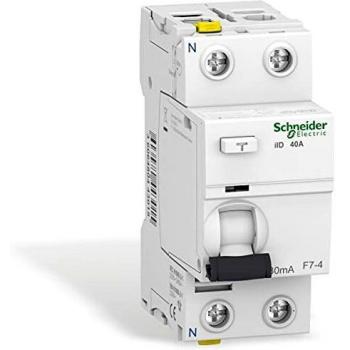 Schneider A9Z21240 Interruptor diferencial iID, 2P, 40 A, 30 mA, Tipo A, Blanco