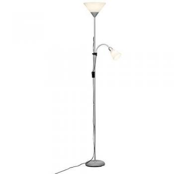 BRILLANTE lámpara Spari LED uplighter lectura brazo plata/blanco | 1x LED-A60, E27, iluminante LED de 9.5W incluido,