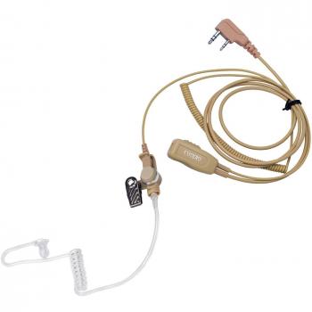 Beige Coodio auricular seguridad de vigilancia profesional auriculares Bodyguard FBI [Covert tubo acústico] Mic Micrófono para 2 pin Kenwood Baofeng UV-5R, UV-82 Midland Wouxun 2 way Radio