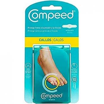 COMPEED Callos Protección - Medianos, 10 Apósitos Hidrocoloides - Tratamiento de pies para la eliminación Natural del Callo, Tamaño del apósito 1,7 x 6,0 centímetros