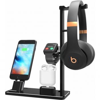 Yomeng Soporte de Carga para Apple Watch Auriculares,Soporte de Estación de Carga 6 en 1 Muelles de Cargador de Aluminio para iPhone X/8 Plus/XS MAX/XR Ipad AirPods Iwatch Series 4/3/2/1