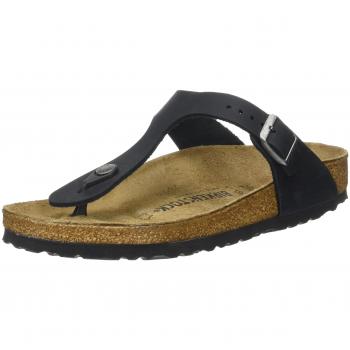 Birkenstock Gizeh Black Oiled Leather Sandals, Size 37, Unisex