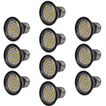 vidaXL Set de Reflector 10 Bombillas de LED Negro 3W E27 Blanco Cálido