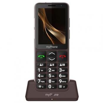 Teléfono Móvil Myphone Bueno 4G para Mayores, Pantalla 2.8, Botón SOS, Teclas Grandes, Batería de 2000 mAh, Base de Carga - Colección Praline Marrón