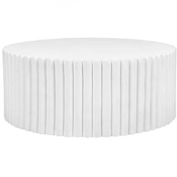 Mesa de Centro Moderna Blanca Efecto MgO Fibra de Vidrio Tapa Redonda Resistente a UV, Manchas, Óxido, Agua y Viento