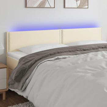 Cabecero crema LED 160x5x78/88 cm en cuero sintético