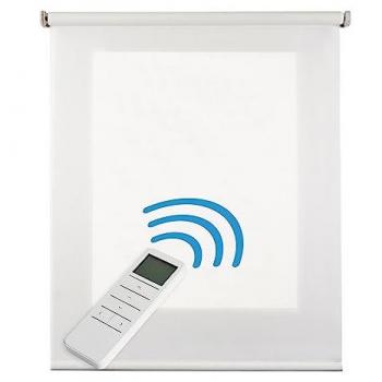 Estor Enrollable Motorizado Translúcido Premium con Batería y Control Remoto Automático, 100% Poliéster, para Cocina, Dormitorio y Salón, Blanco 200x250 cm