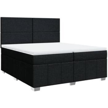 Cama Box Spring con colchón de tela negro 200x200 cm
