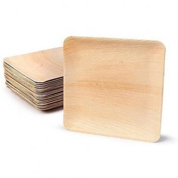 BIOZOYG Palmware DTW05349 Plato de Hoja de Palma, 25 uds, Cuadrado, 25x25 cm, Biodegradable