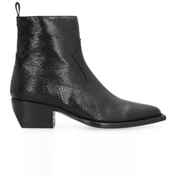 Golden Goose Women's Debbie Leather Ankle Boots in Black, Size 39 (US Size 9), GWF00545F005494 Color 90100, Heeled Boots, Black Leather Snakeskin
