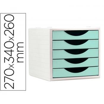 Fichero cajones de sobremesa Q-connect 5 cajones color verde pastel 270x340x260 mm KF11536
