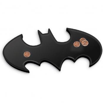 Bandeja de monedas con el icónico logo de Batman, ideal para los fans de DC Comics.