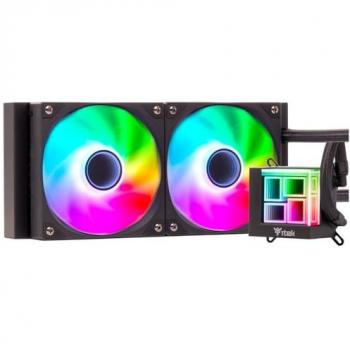 Dissipador de CPU Líquido HYDRO CUBE 240B - 240mm, Socket Universal, Ventilador PWM ARGB, Negro