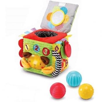 VTech- Minicubo Texturas Cubo de Tela electrónico Interactivo con Luces, Canciones y melodías, Color