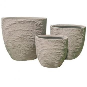 Set de 3 macetas de fibra de arcilla Marisa - Beige