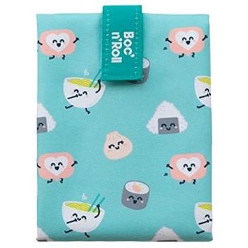 Roll'eat ® | Bolsa Merienda Mr. Wonderful ? Porta Bocadillos con Envoltorio Reutilizable, Porta Alimentos Ecológico sin BPA, Bolsa de Tela, Color Sushi - Boc'n'Roll