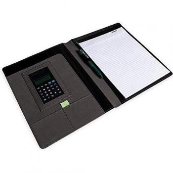 Carpeta portafolios q-connect a4 con calculadora bloc 20 hojas y departamentos interiores color azul 250x315