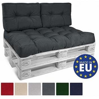 Cojines para Palets Eco Style - Set de 2 Cojines Acolchados 60x40x10-20 cm Gris Grafito
