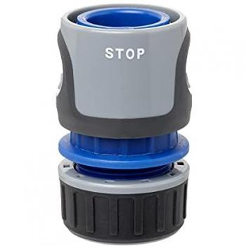 Conector Rápido Stop Premium Tatay para Mangueras de 1/2 y 5/8, Universal, Fácil Instalación, Anti UV, Gris-Negro