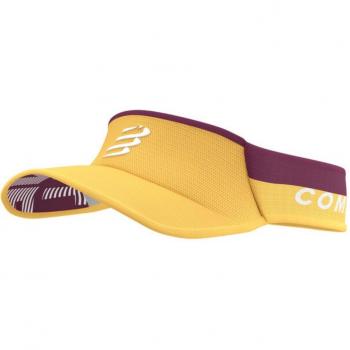 Gorra Compressport Ultralight Visor Burgundy Yellow - Visera ultraligera para running, diseño en color burdeos y amarillo, fabricada con materiales transpirables y ligeros, ajuste cómodo y seguro, ideal para actividades al aire libre