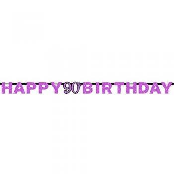 Amscan International – 9901758 2,13 M x 17 cm rosa celebración de 90º cumpleaños prismáticas carta Banner