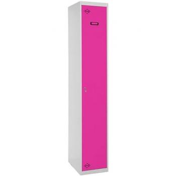 Taquilla Metálica Profesional SimonRack, 1 Puerta con Llave, 1800x400x500 mm, Gris/Rosa