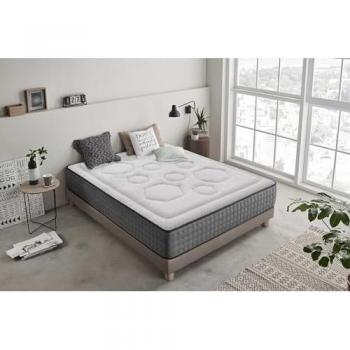 Colchón Hexacare Moonia 28 cm de grosor, tecnología Duo System, muelles ensacados, disponible en tamaños 140x190 cm y 80x190 cm, color gris