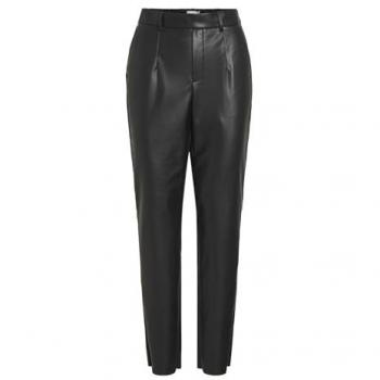 Vila Vidagmar Pantalón de Mujer Polipiel Negro Alta Cintura, Talla 42