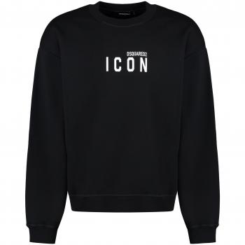 Dsquared2 Men's Black Logo Crewneck Cotton Sweatshirt - Size Small