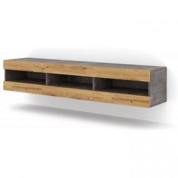 Mueble TV Manta 160 cm con 3 nichos en madera - Beige y gris - Diseño moderno y funcional