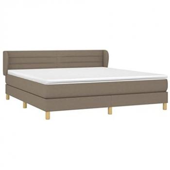 Cama Box Spring con Colchón Tapizado de Tela Gris Taupe 160x200 cm