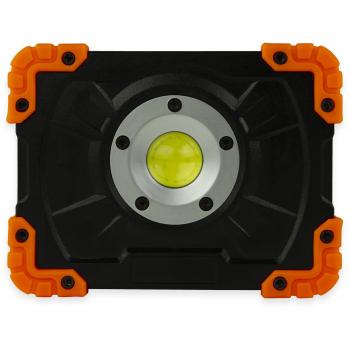 Lámpara de trabajo LED recargable 5W, 500 lm, 7500 K, con Powerbank y IP44, negro-naranja