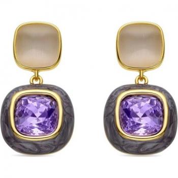 Pendientes Africa acabada en oro amarillo con circonita amatista
