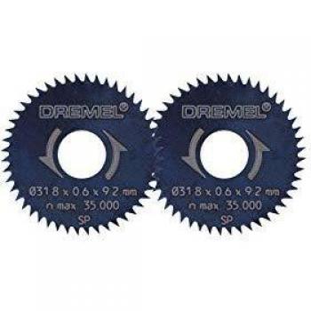 Dremel 546 Rip & Cross Cut Blade, 2 Rotary Tool Cutting Disc for Cutting Wood and Laminate, Working Diameter 31.8 mm, Maximum Cutting Depth 6.4 mm