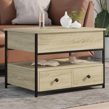 Mesa de centro Sonoma 70x50x50 cm Multicapa de metal y madera de ingeniería, color marrón