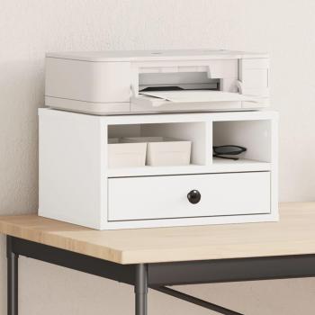 Soporte de impresora de madera ingeniería 40x32x22,5 cm color blanco, negro y gris hormigón