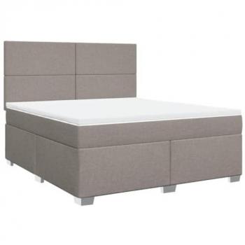 Cama box spring con colchón de tela gris taupe 180x200 cm