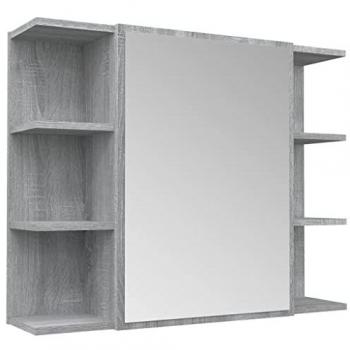 Armario de espejo baño contrachapada gris Sonoma 80x20,5x64 cm