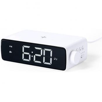 Reloj Cargador Inalámbrico Multifunción 10W con Luz Regulable y USB - Color Blanco
