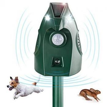 SOYAO Auyentadores de Pajaros - Solar Repelente para Gatos, Ultrasónico Repelente Jardin Repelente de Animales con Sensor IR de Frecuencia LED para Gatos, Ratones, Perros, Zorros, Pájaros