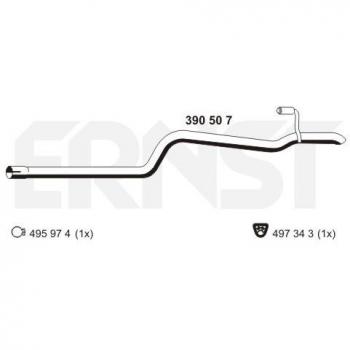 Tubo de escape ERNST 390507 para Mercedes-Benz Sprinter 2-T y 3-T Van, salida trasera, año 1970