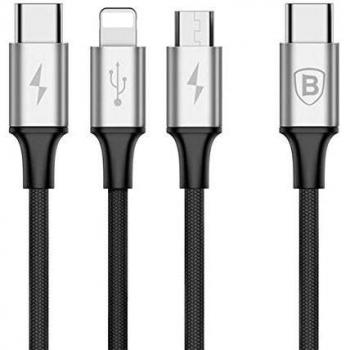 Cabo Multi 3 en 1 Baseus Rapid Series 3A - 1,2m para Lightning/microUSB/USB-C