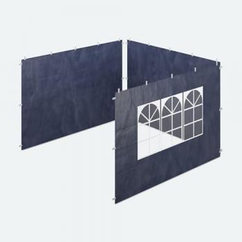Laterales de Carpa Impermeables 2x3 m Set de 3 con Ventanas y Cierre de Contacto, Color Azul - Relaxdays