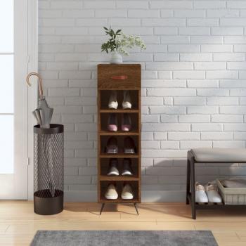 Zapatero de madera multicapa en color roble marrón, dimensiones 30x35x105 cm