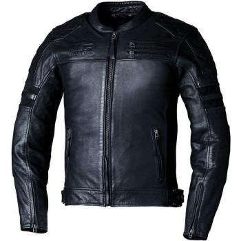 RST Chaqueta de Moto Hillberry 2 Negra - Chaqueta de cuero para motocicleta, color negro, diseño moderno, protección CE en hombros y codos, forro térmico extraíble, múltiples bolsillos, ajuste personalizado