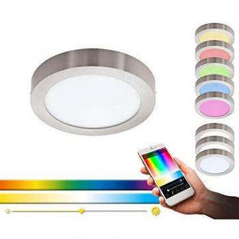 Plafón LED Smart Fueva-C Ø22,5 cm Níquel, Control APP y Mando a Distancia, RGB y CCT Ajustable