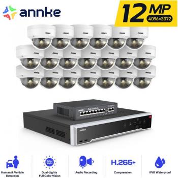 Kit de Videovigilancia 12MP con 20 Cámaras POE, NVR de 32 Canales, Visión Nocturna, Detección de Movimiento y Control Remoto por App/PC - Annke